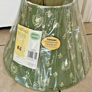 NOS Waverly Home Classics Lamp Shade #159707 - Fleur De Lis Pattern Dark Green
